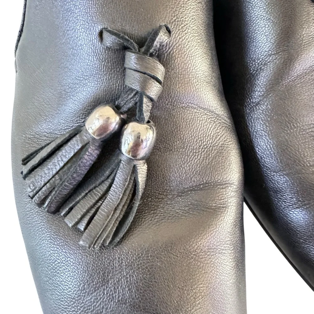 Aquatalia Black Leather Tassel Loafers Flats Women’s Size 8 Made in Italy - Picture 5 of 9
